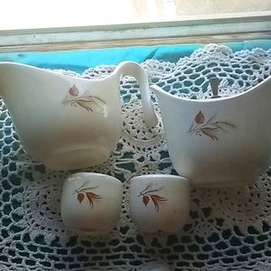 Autumn harvest sugar, creamer and salt and pepper shakers